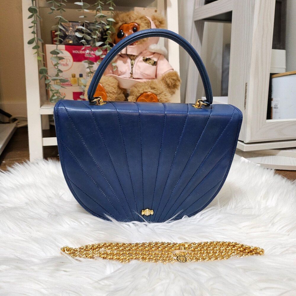 Vintage Tiffany & Co. 2-Way Suede Blue Genuine Leather Crossbody Handbag Bag